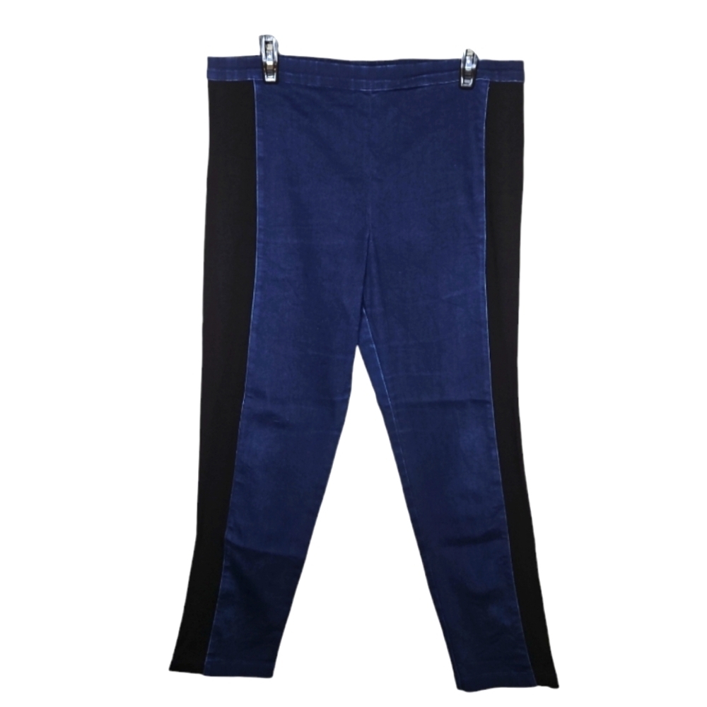 St John Yellow Label Stretch Denim with Black Knit Panels High Waist Leg…